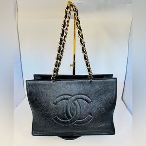 Authentic CHANEL Timeless CC Chain Shopping Tote